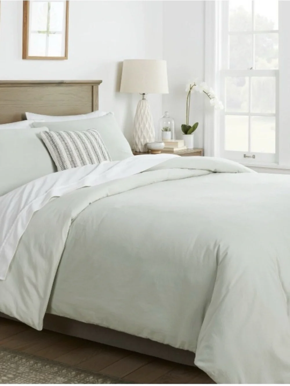 Threshold King 3pc Washed Cotton Sateen Duvet Set Sage Green Shams Soft Bedding